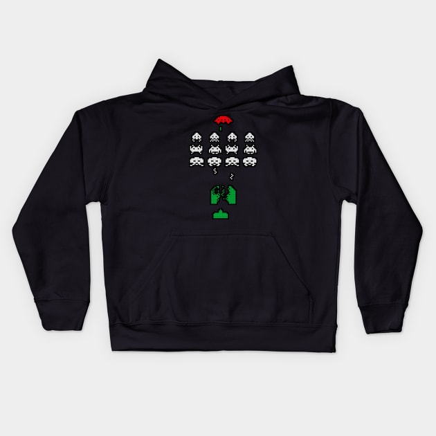 8 bit Invaders Kids Hoodie by Retrific